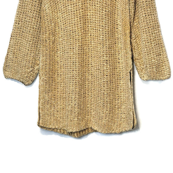 Free People Chunky Knit Crochet Hoodie Long Tunic Pullover Sweater Size M - Picture 5 of 16